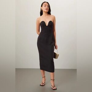 Mara Hoffman Strapless Black Sweetheart Midi Dress